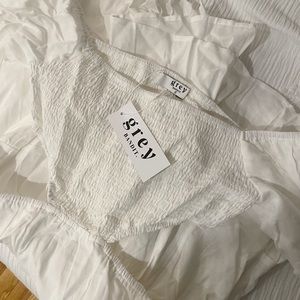 WHITE CUT OUT GREY BANDIT DRESS (NWT)